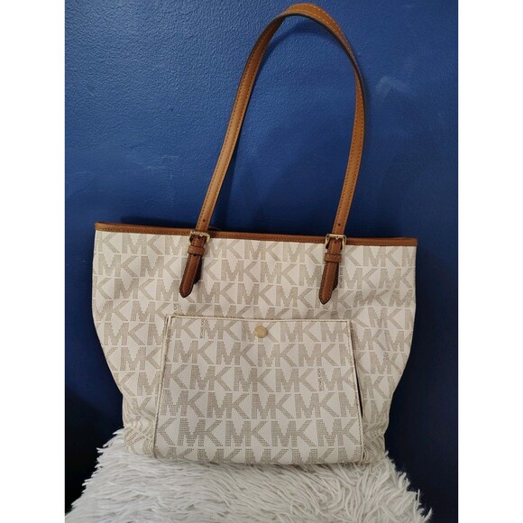 Michael Kors Jet Set Large Signature Tote Bag Purse Shoulder Bag - Picture 1 of 9